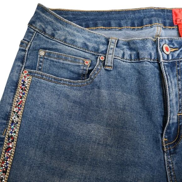 V Christina Womens 10 Medium Wash Tapered Leg Sequin Jean - Picture 7 of 10